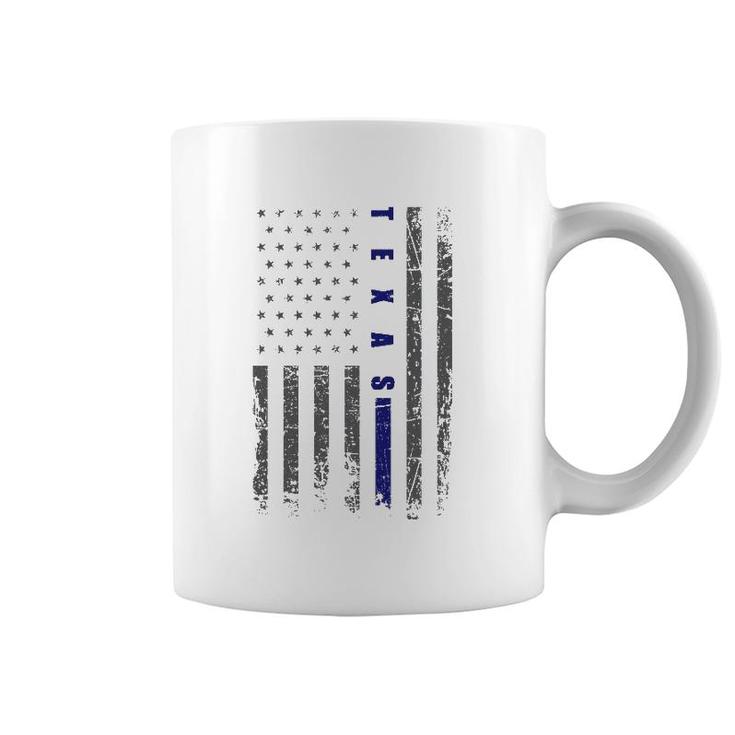 Thin Blue Line Us Flag Texas Souvenir Thin Blue Line Coffee Mug