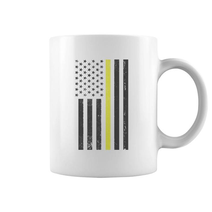 Thin Yellow Line 911 Police Dispatcher Usa Flag Pullover Coffee Mug