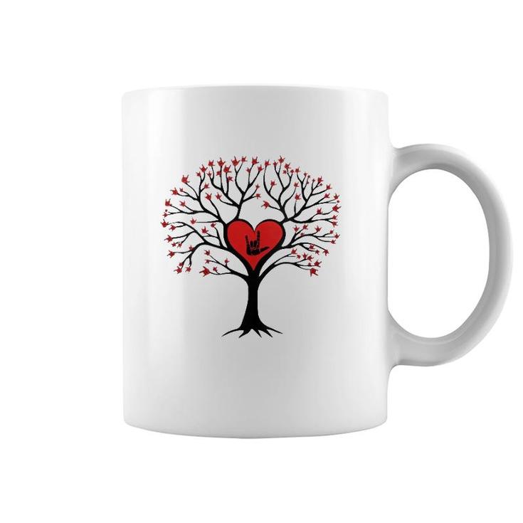 Tree Hearts I Love You Asl Sign Language Valentine's Day Coffee Mug