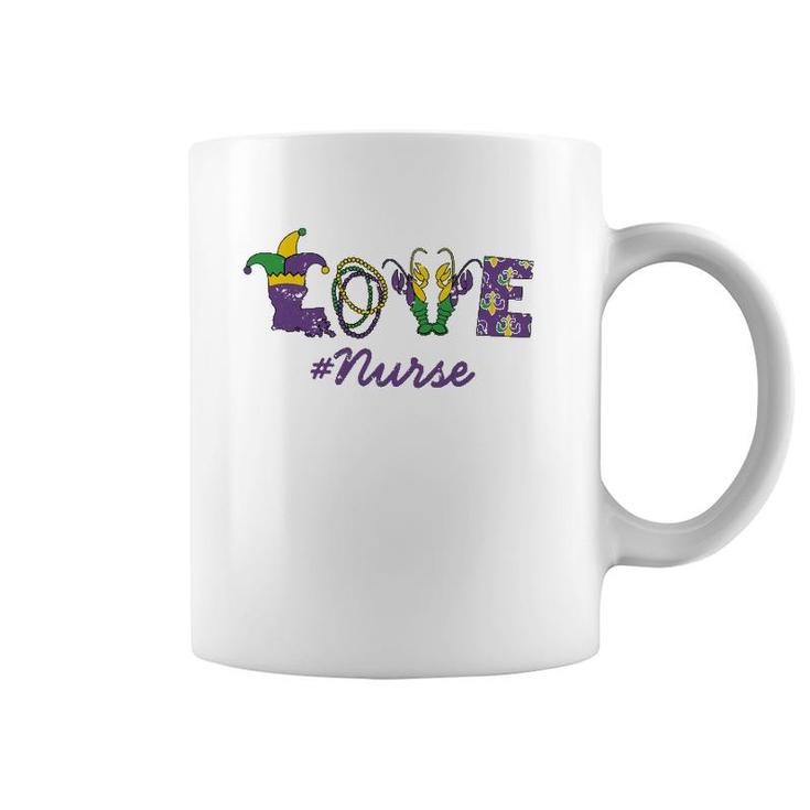 Tu Love Crawfish Mardi Gras Nurse Costume Jester Hat Coffee Mug