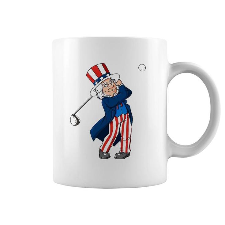 Uncle Sam Golfing 4Th Of July Patriotic Boys Kids Teens Golf Coffee Mug