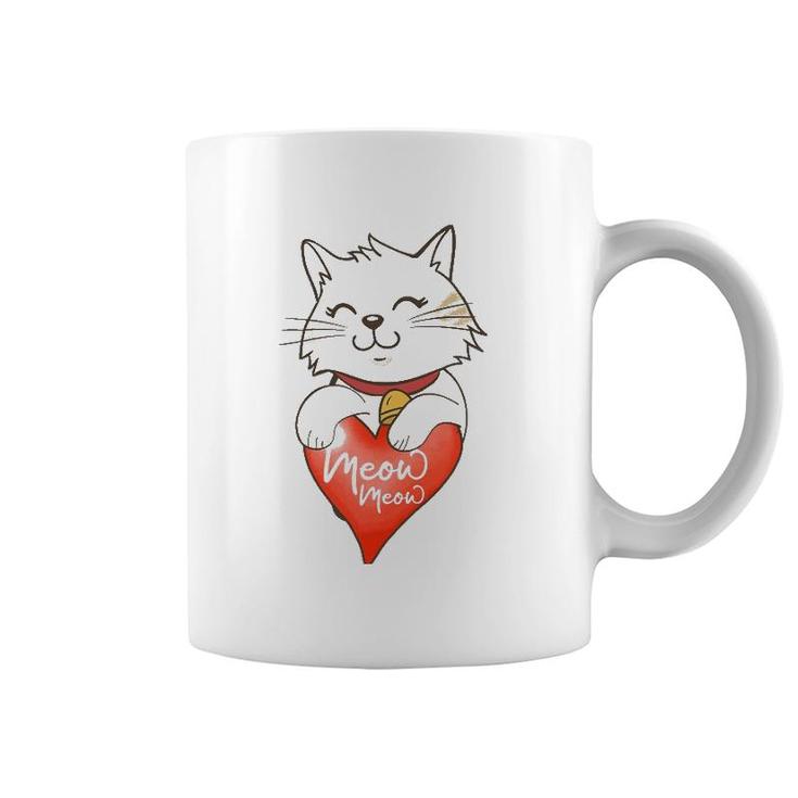 Valentine Cat Love Heart Meow Meme Valentine Lover Couple Coffee Mug