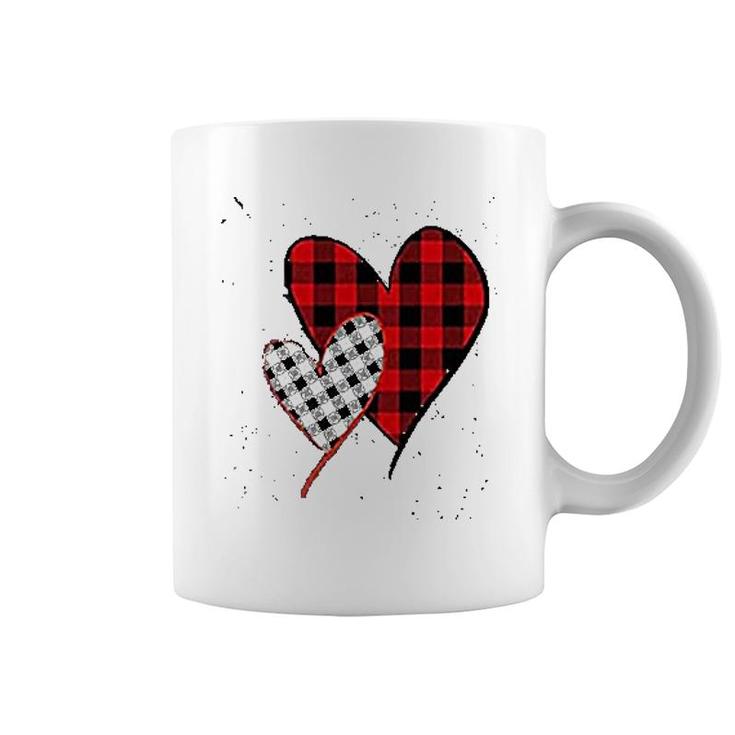 Valentines Day Buffalo Plaid Love Heart Print Graphic Casual Coffee Mug