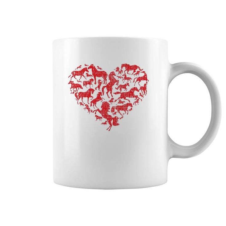 Valentine's Day I Love Horses Distressed Heart Equestrian Coffee Mug