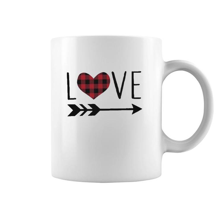 Valentine's Day Womens Graphic Tees Cute Buffalo Plaid Coffee Mug