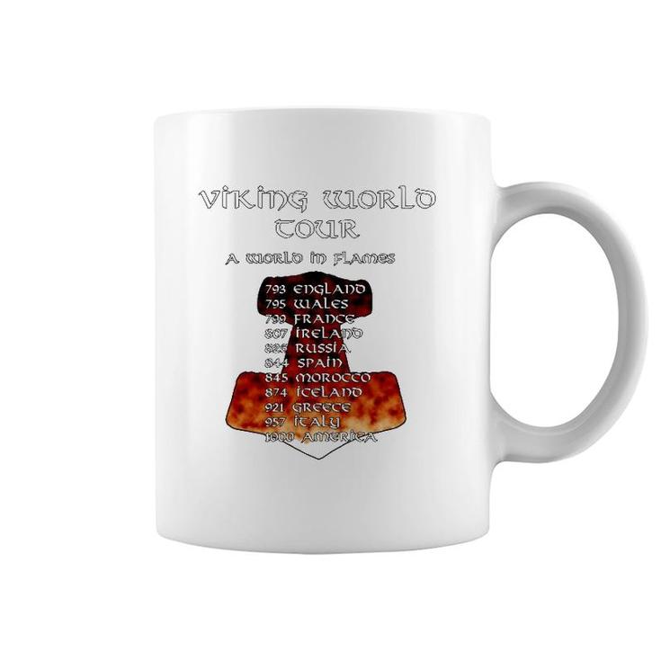 Viking World Tour  Funny Pagan Back Print Coffee Mug