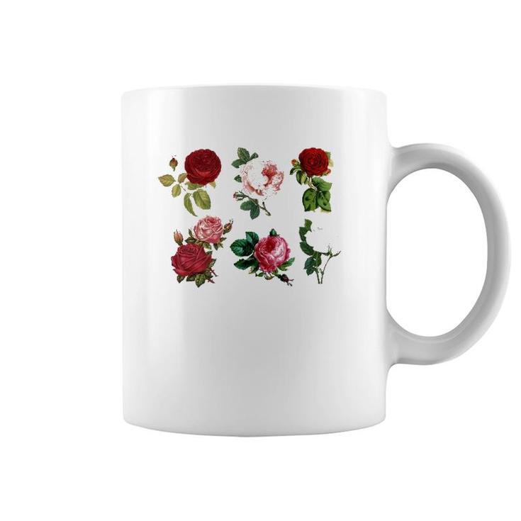 Vintage Aesthetic Botanical Roses Floral Flowers Retro Boho Coffee Mug
