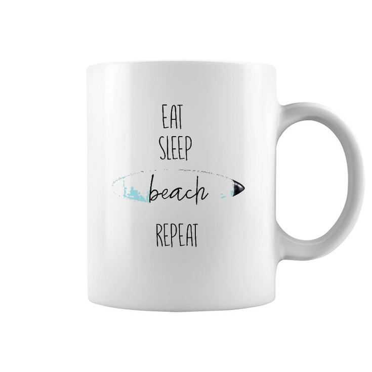 Vintage Eat Sleep Beach Repeat For Surf Lovers Coffee Mug