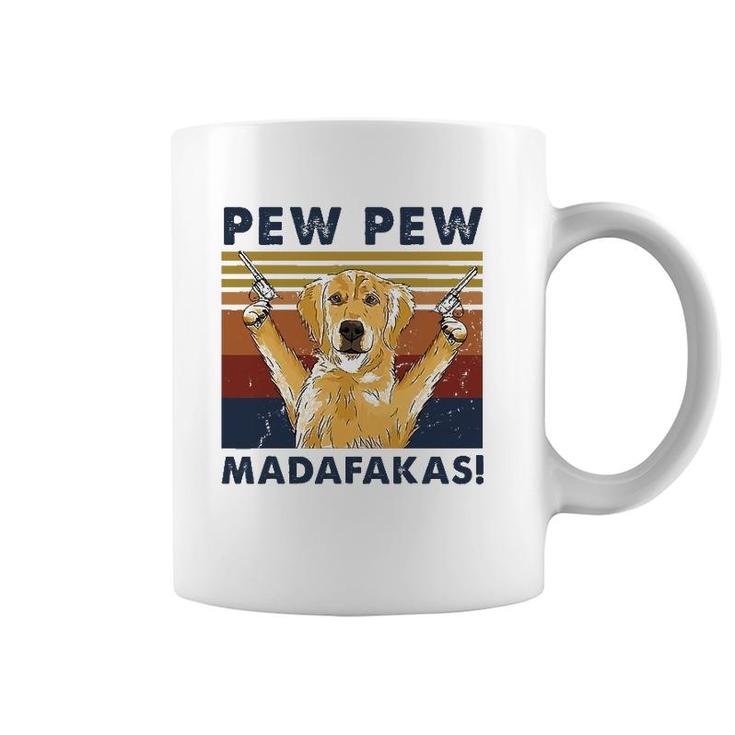 Vintage Golden Retriever Dog Pew Pew Madafakas Dogs Lovers Coffee Mug