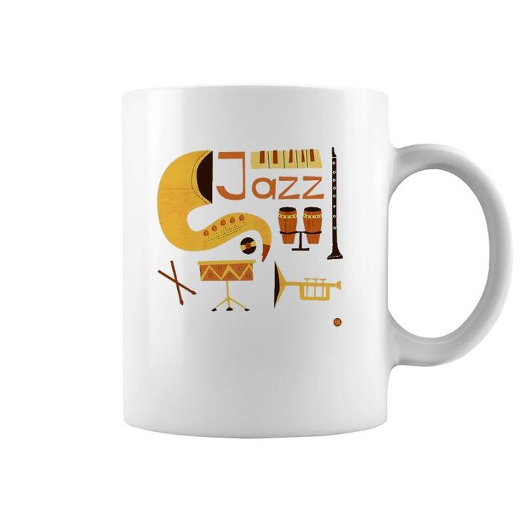 Vintage Jazz Music Musical Instrument Coffee Mug