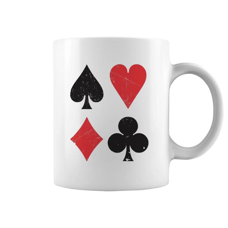 Vintage Playing Card Symbols Spades Hearts Diamonds Clubs Coffee Mug