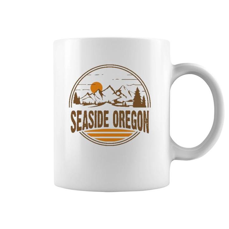 Vintage Seaside, Oregon Mountain Hiking Souvenir Print Coffee Mug