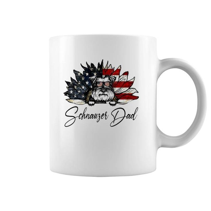 Vintage Usa Best Schnauzer Dad Ever American Flag Coffee Mug