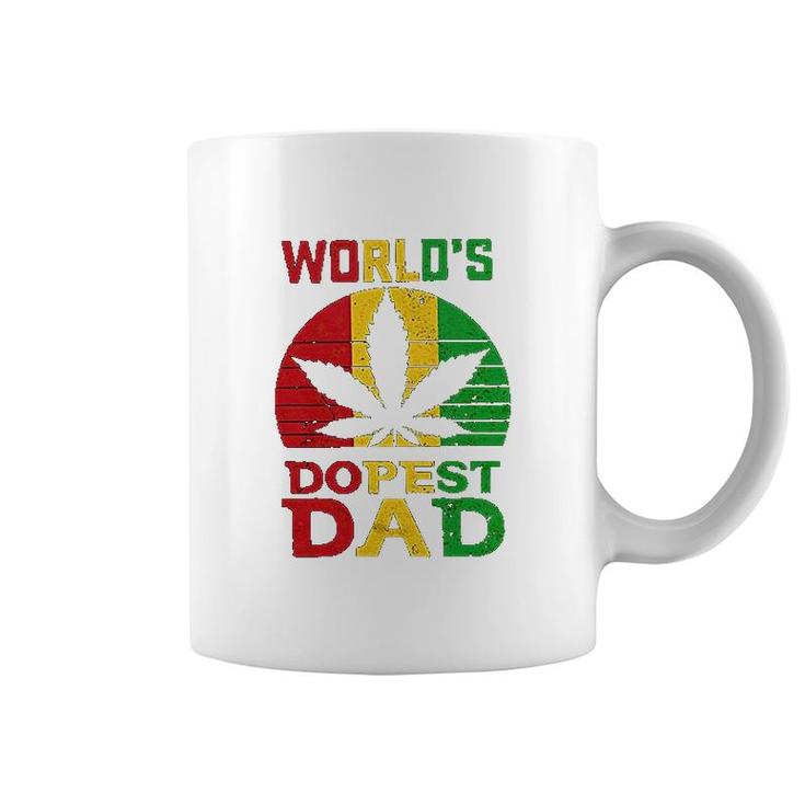 Weed Three Color Worlds Dopest Dad  Funny Leaf Fashion For Men Women Coffee Mug