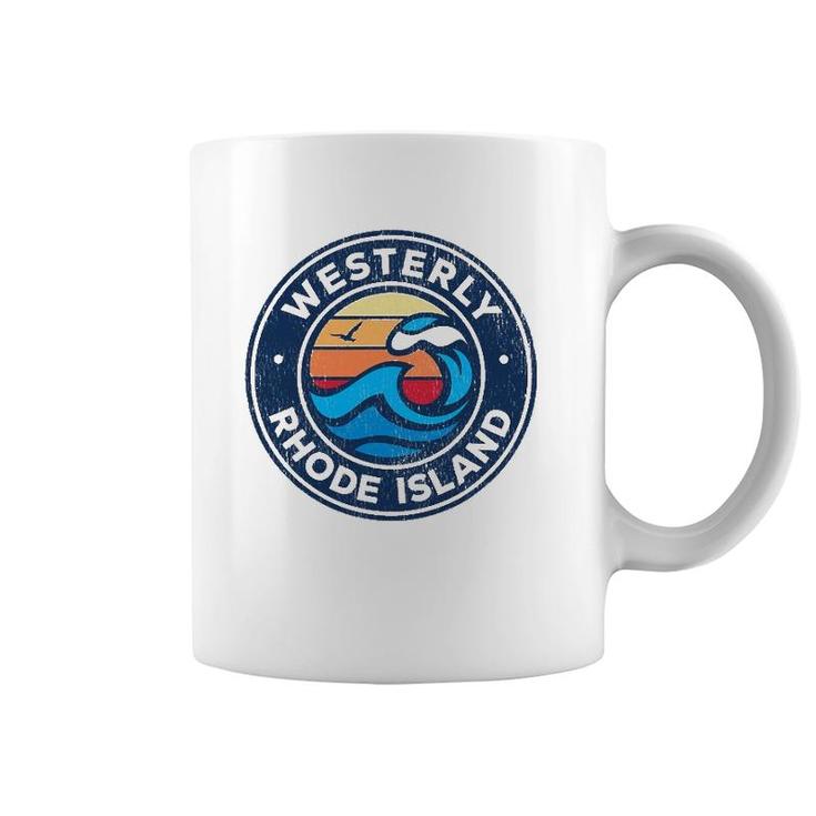 Westerly Rhode Island Ri Vintage Nautical Waves Design Coffee Mug