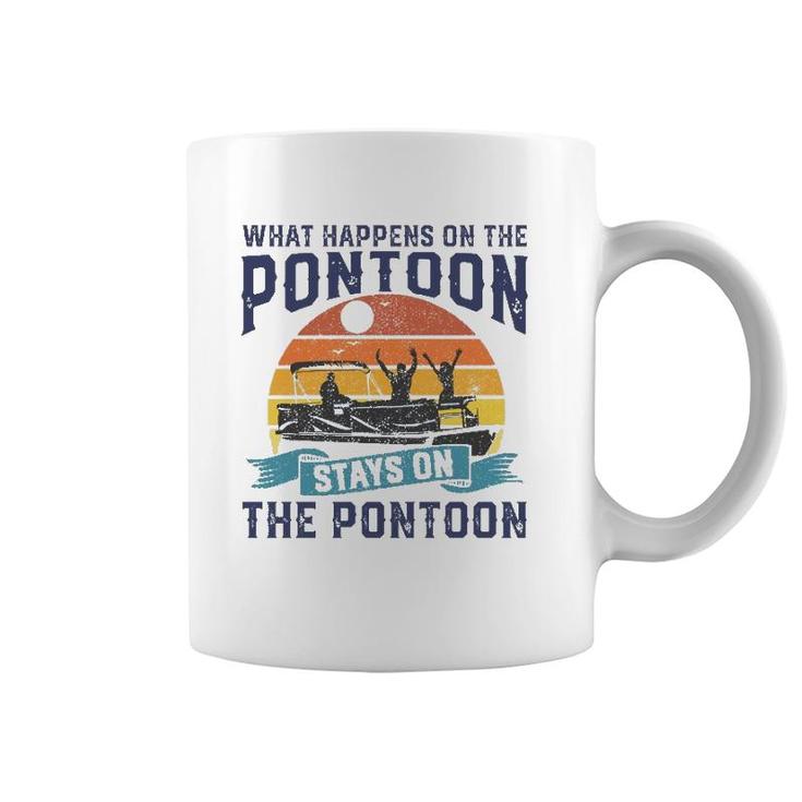 What Happens On The Pontoon Boat Funny Boating Gift For Dad Coffee Mug