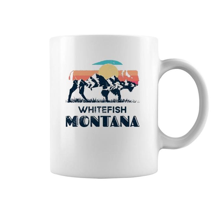 Whitefish Montana Vintage Hiking Bison Nature Coffee Mug