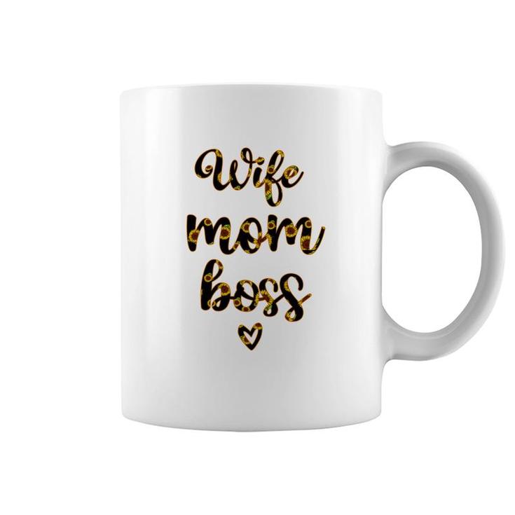 Wife Mom Boss Sunflower Coffee Mug