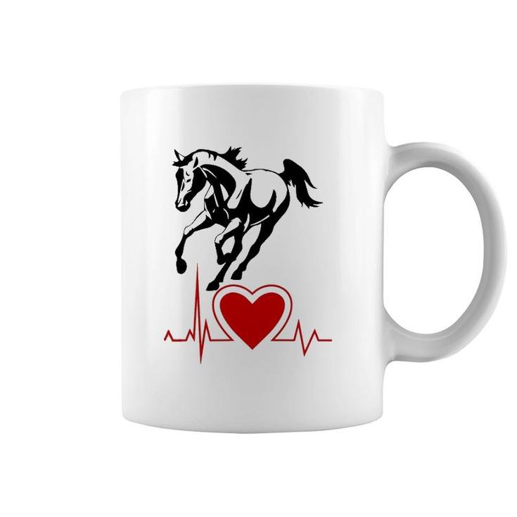 Wild Horse With Pulse Rate Rider Riding Heartbeat Coffee Mug