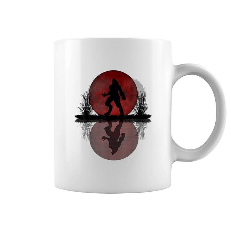 Wolf And Red Moon Coffee Mug