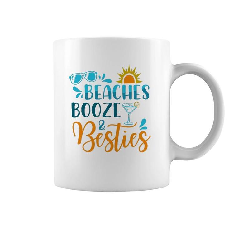 Womens Beaches Booze & Besties Funny Beach Lover Summer Vacation Coffee Mug