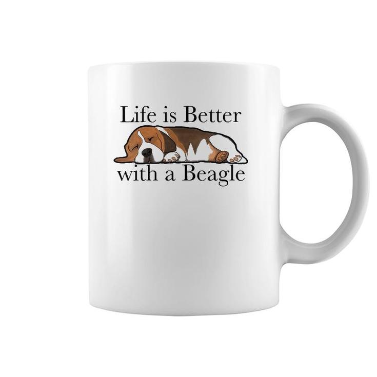 Womens Beagle Dog Lover Funny Slogan Beagles V-Neck Coffee Mug