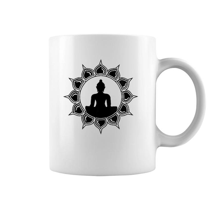 Womens Buddha Lotus Meditation Anahata Heart Chakra Om Yoga Symbol V-Neck Coffee Mug