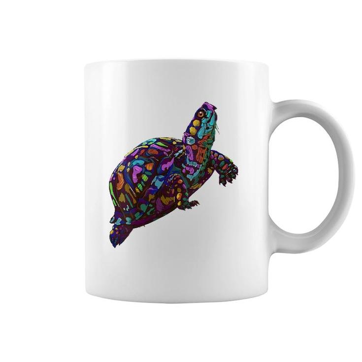 Womens Colorful Splash Eastern Box Turtle Coffee Mug