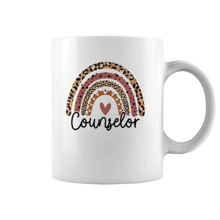 Womens Counselor Rainbow Leopard Funny School Counselor Gift V-Neck Coffee Mug