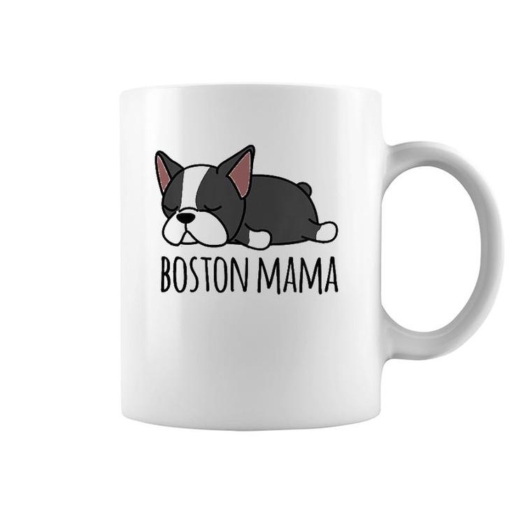 Womens Cute Boston Terrier, Boston Mama V-Neck Coffee Mug