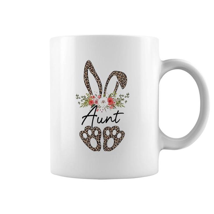 Womens Cute Leopard Bunny Aunt Flower Easter Day Rabbit Eggs Gift Coffee Mug