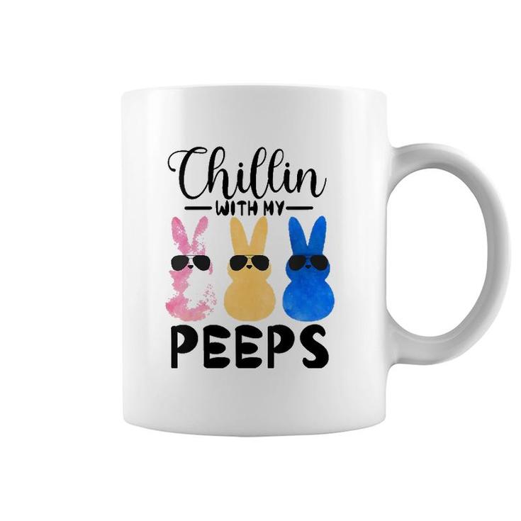 Womens Funny Chillin With My Peeps Easter Bunny Hanging With Peeps  Coffee Mug