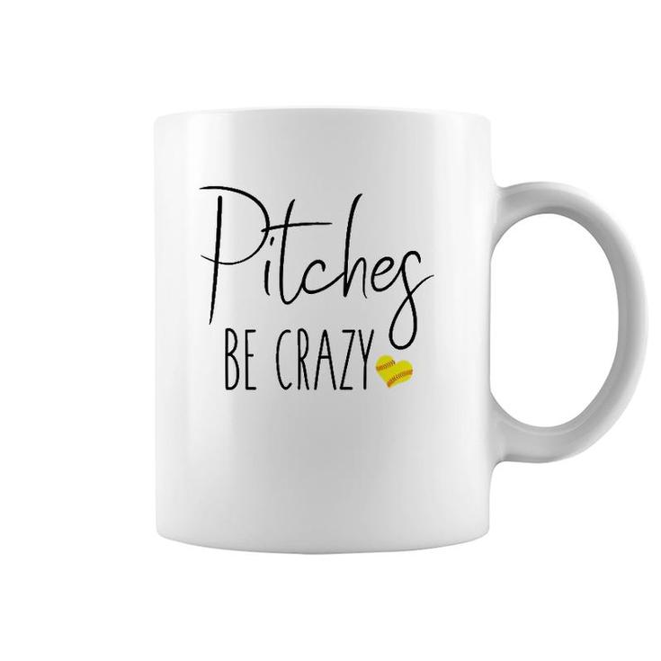 Womens Funny Softball Pitching Home Run Pitches Be Crazy Fast Slow  Coffee Mug