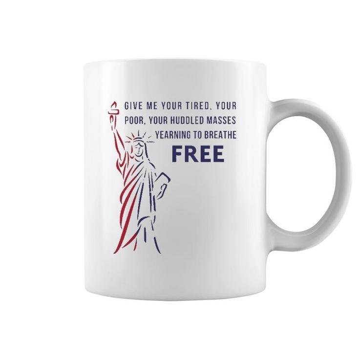 Womens Give Me Your Tired, Poor, Huddled Masses Quote V-Neck Coffee Mug