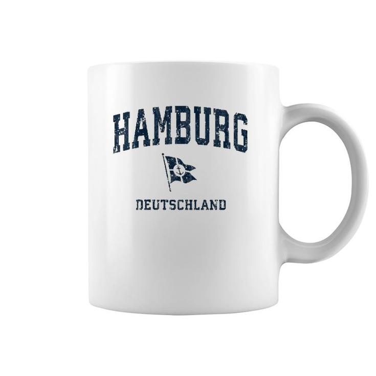 Womens Hamburg Germany Vintage Sports Navy Boat Anchor Flag  Coffee Mug