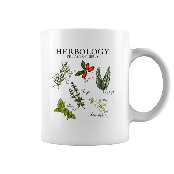 Womens Herbology The Art Of Herbs Thyme Rosemary Basil Chamomile V-Neck Coffee Mug