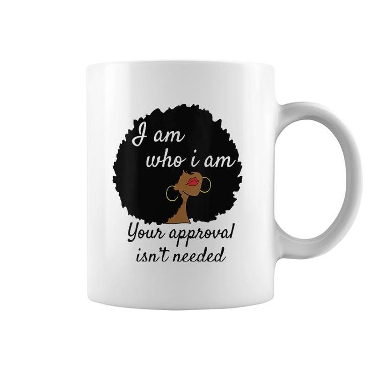 Womens I Am Who I Am Your Approval Isn't Needed Black Queen V-Neck Coffee Mug
