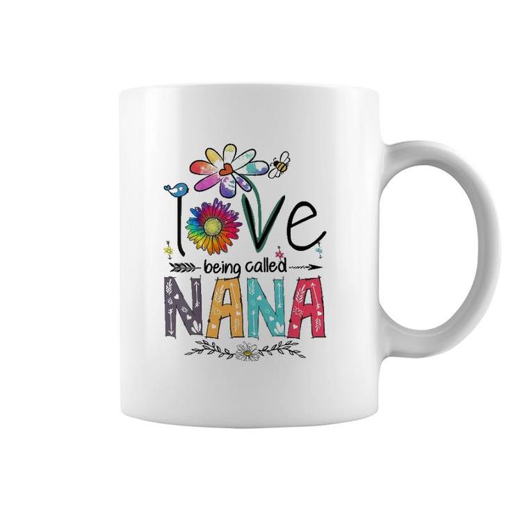 Womens I Love Being Called Nana Daisy Flower Cute Mother's Day V-Neck Coffee Mug