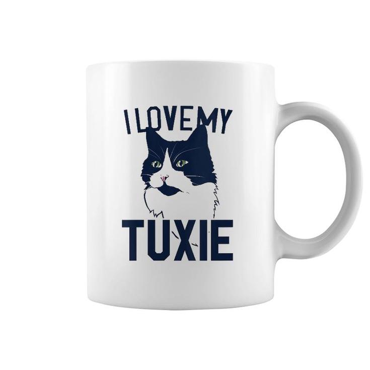 Womens I Love My Tuxie Tuxedo Cat Art V Neck Coffee Mug