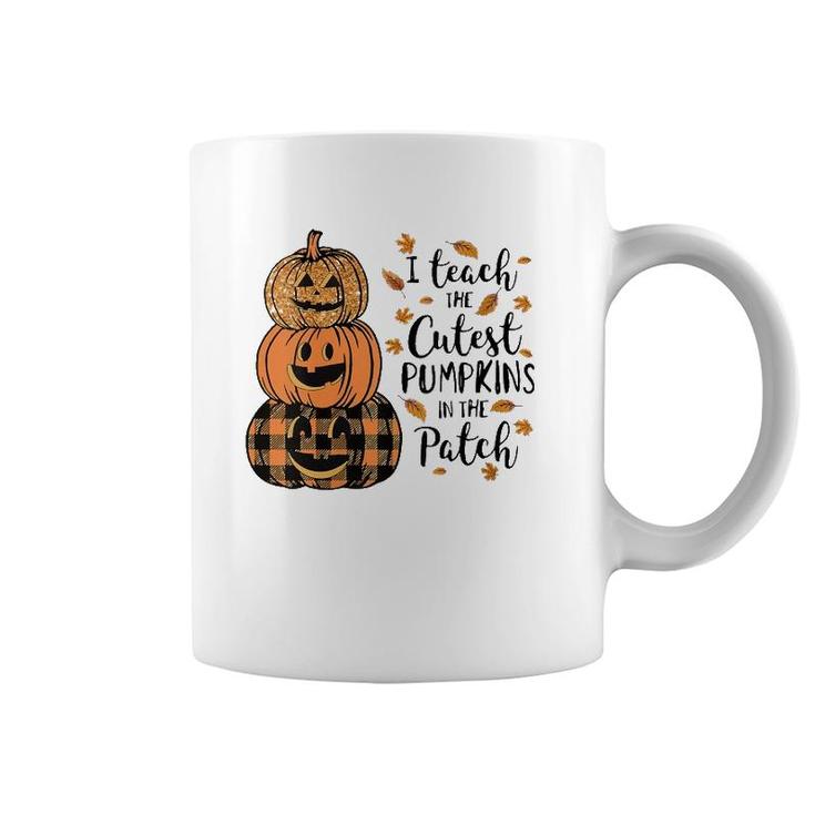 Womens I Teach The Cutest Pumpkins In The Patch Teacher Fall Season V-Neck Coffee Mug