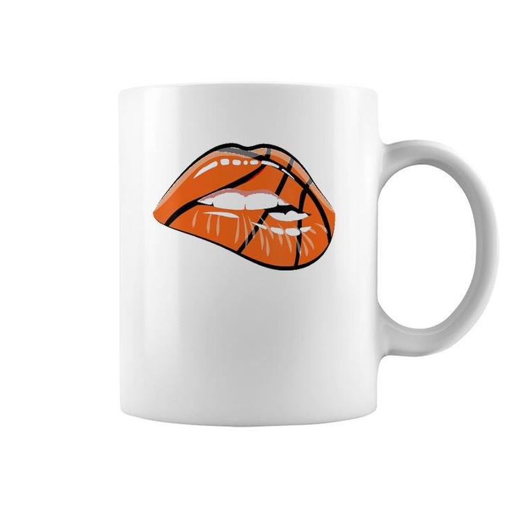 Womens Ich Liebe Basketball Lips Sport Game Day Coffee Mug