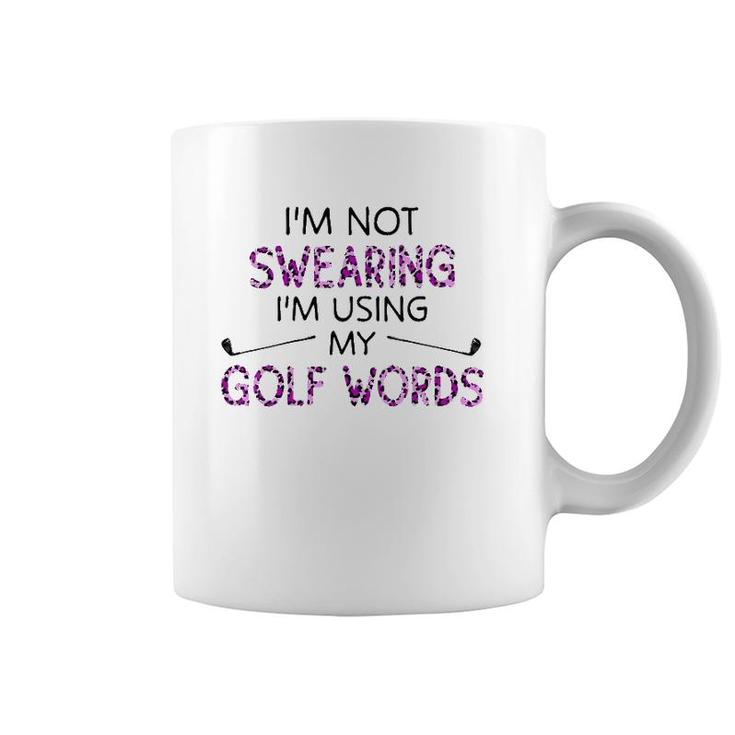 Womens I'm Not Swearing I'm Using My Golf Words Purple Leopard V-Neck Coffee Mug
