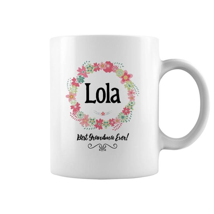 Womens Lola Best Grandma Ever Floral Filipino Grandmother Gift Coffee Mug