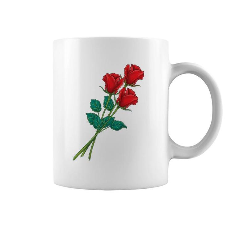 Womens Long Stem Red Roses Mother's Day Floral Anniversary Coffee Mug