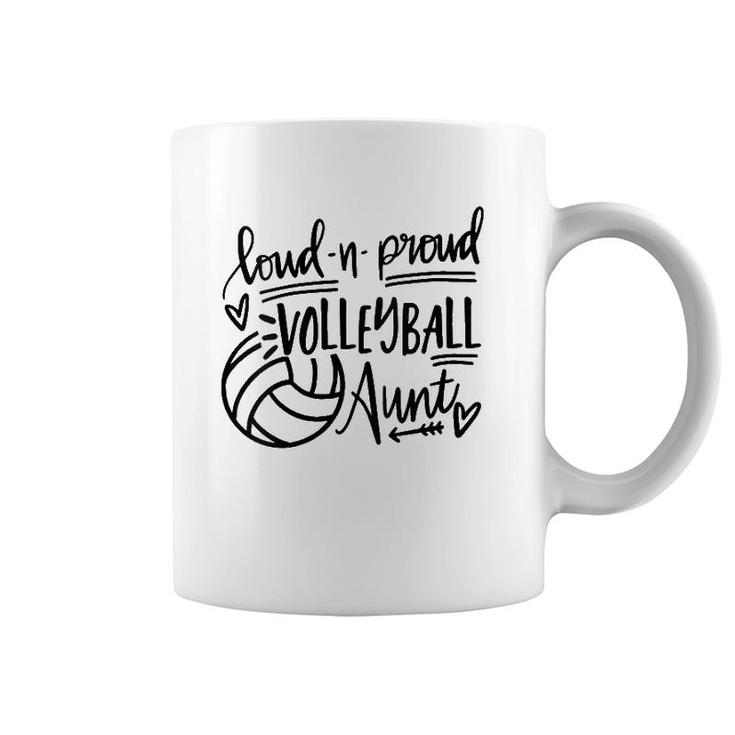 Womens Loud And Proud Volleyball Aunt Funny Aunt Game Day Vibes  Coffee Mug