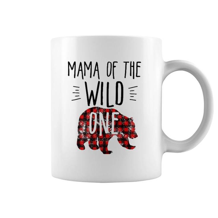 Womens Mama Of The Wild One Buffalo Plaid Lumberjack 1St Birthday  Coffee Mug