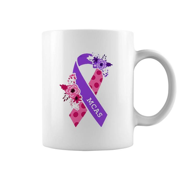 Womens Mcas Mast Cell Activation Syndrome Awareness Ribbon Pocket V-Neck Coffee Mug
