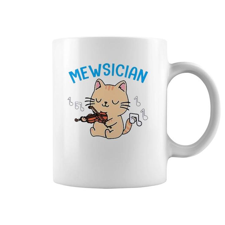 Womens Mewsician Gift For Cat Lover Music Lover Cat Mom Musician V-Neck Coffee Mug