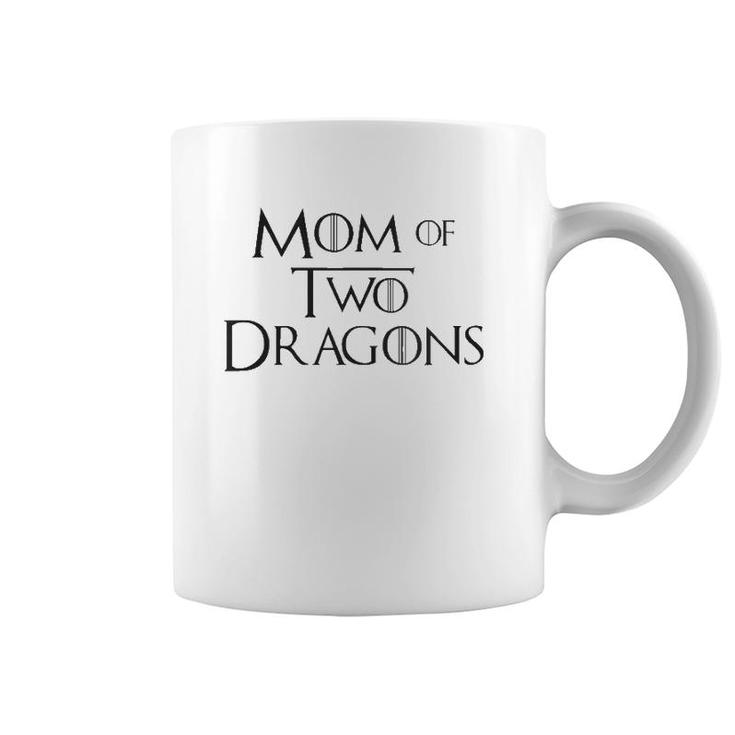 Womens Mom Of Two Dragons  Funny Mothers Day Gifts For Women V-Neck Coffee Mug