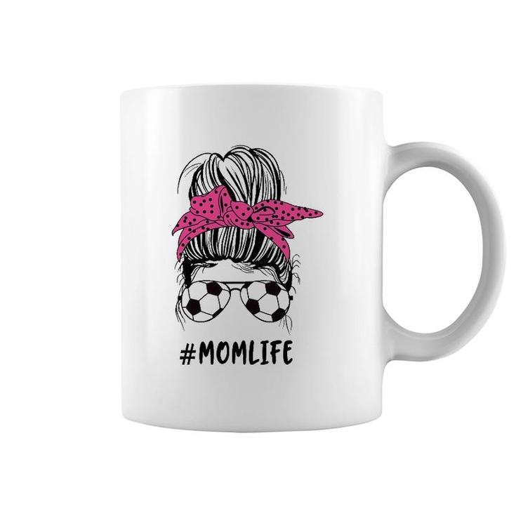 Womens Momlife Soccer Mother's Day Messy Bun Mom Love Soccer Coffee Mug